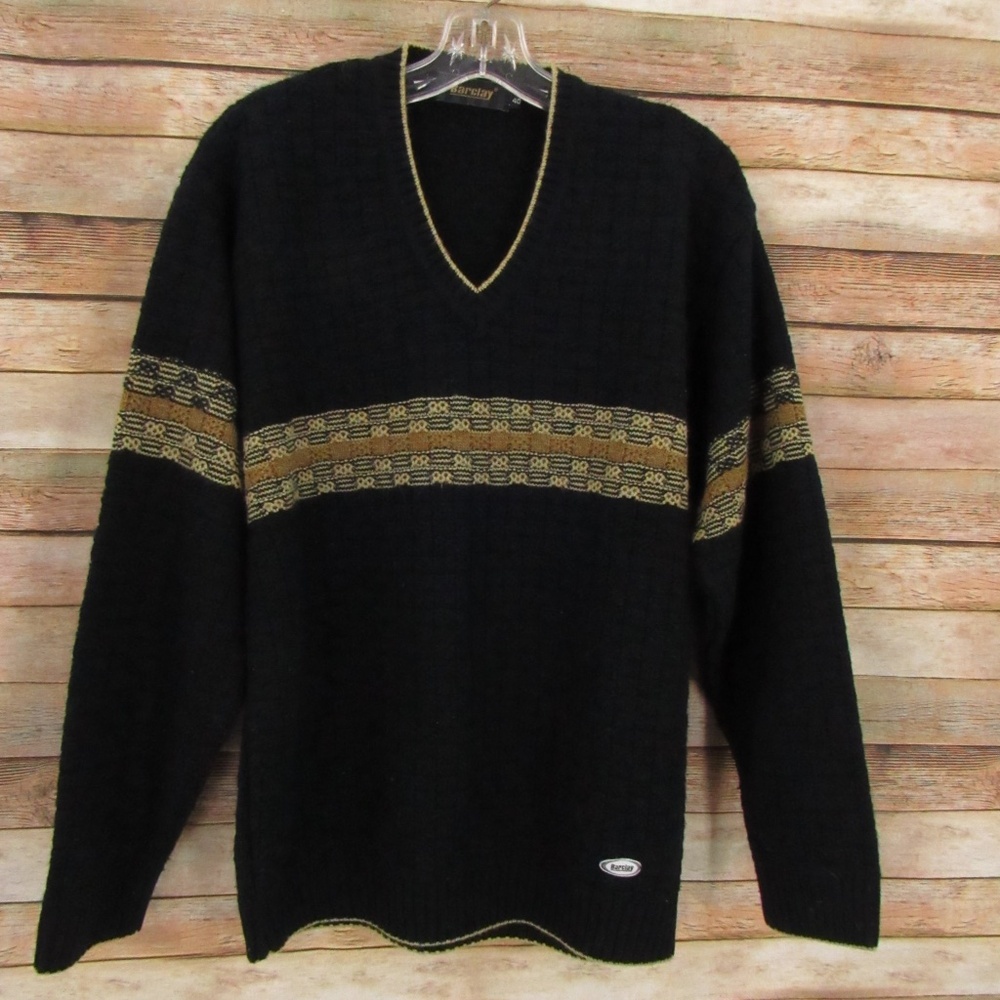 Barclay Men's V-Neck Navy/Tan Sweater 40/L